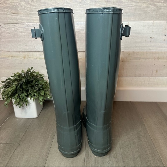 Hunter Original Tall Gloss Rain Boots Grey Women’s 8 (run large) - Picture 7 of 9
